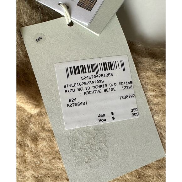 Burberry Solid Mohair Wool Scarf Archive Beige 212x17 80796491 Italy NWT $390 - Picture 10 of 13